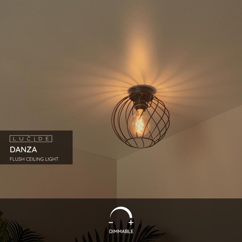 Lucide DANZA - Zapustené stropné svietidlo - Ø 25 cm - 1xE27 - Čierne